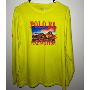 Polo Ralph Lauren Boys XL Long Sleeve Neon Yellow Expedition Graphic Shirt